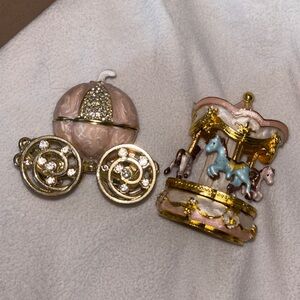 Pink Enamel Carriage & Carousel Trinket Boxes